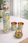 Pure Copper Gift Set – Premium Copper Bottle with 2 Glasses and Gold Plated Metal Jar