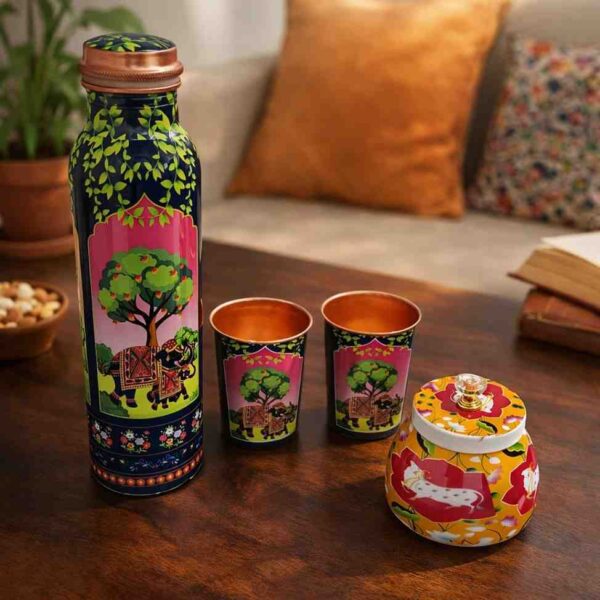 Wedding gift copper items with decorative pure copper bottle and glasses