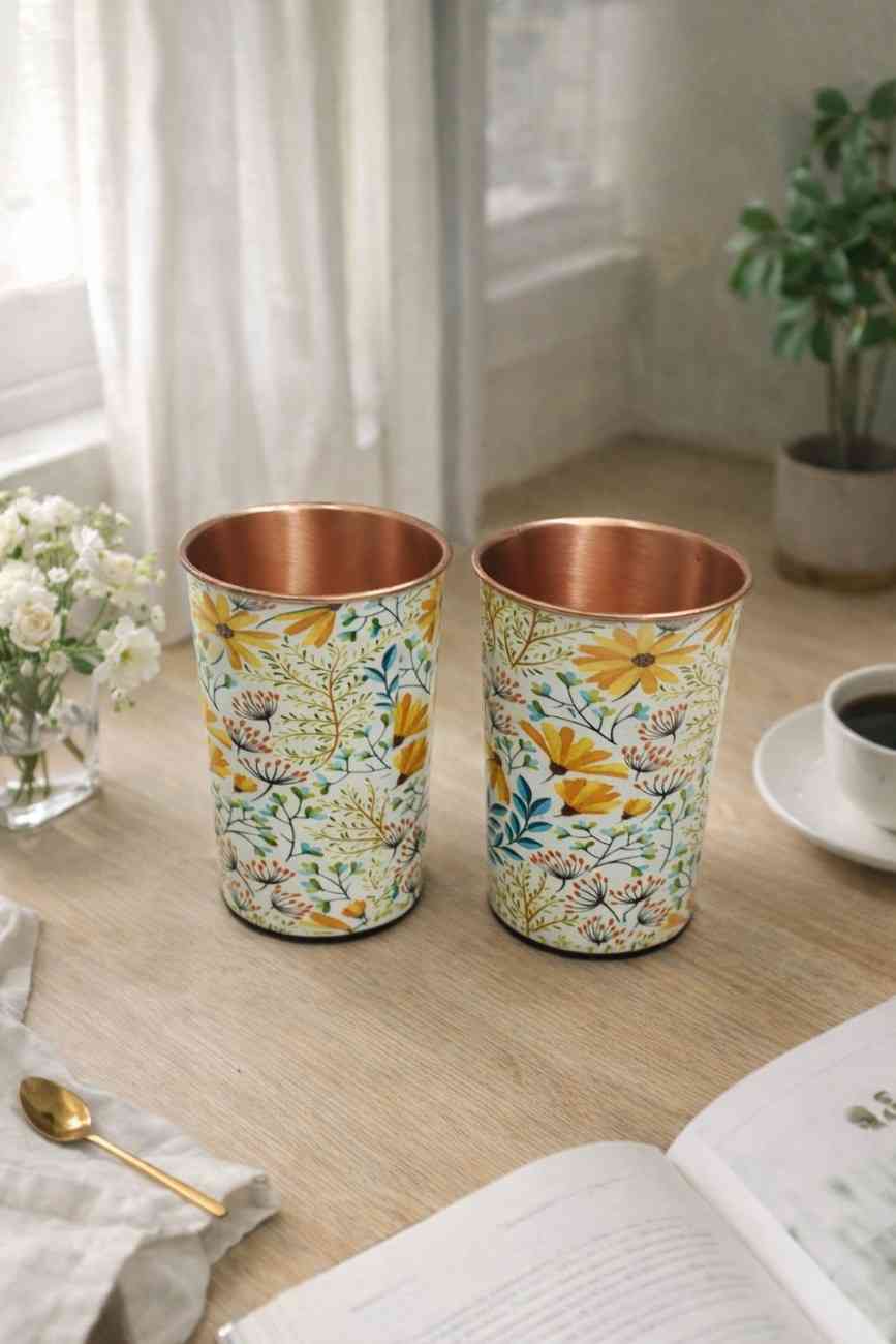 Floral Copper Glass Gift Set – Premium Pure Copper Glasses for Wedding Gift and Elegant Gifting 4 Floral Copper Glass Gift Set – Premium Pure Copper Glasses for Wedding Gift and Elegant Gifting
