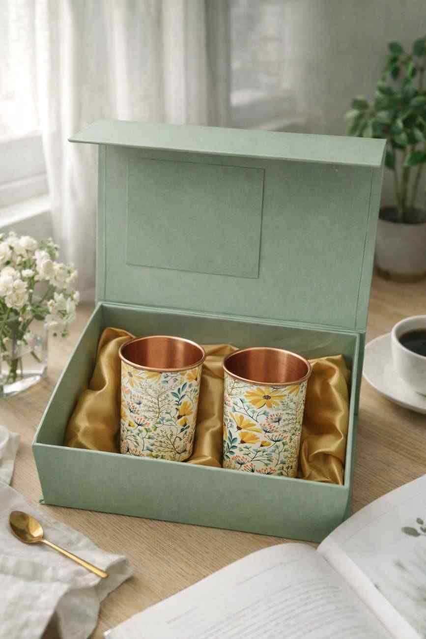 Floral Copper Glass Gift Set – Premium Pure Copper Glasses for Wedding Gift and Elegant Gifting 3 Floral Copper Glass Gift Set – Premium Pure Copper Glasses for Wedding Gift and Elegant Gifting