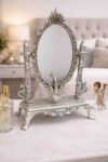 German Silver Decorative Peacock Table Mirror for Home Décor and Premium Gifting