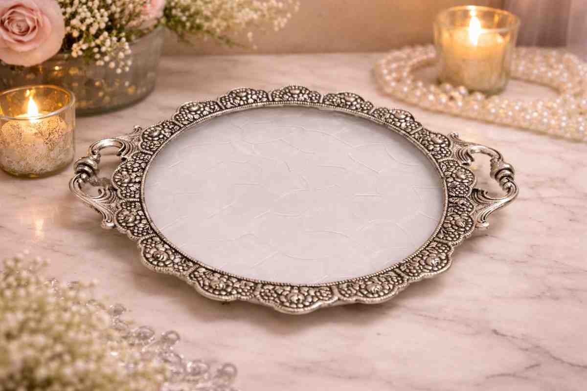 German Silver Gift Combo Set with Tray, Photo Frame and Elephant