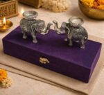 German Silver Elephant Tealight Holder Set – Premium Wedding Gift and Home Decor Gift Item