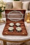 German Silver Dry Fruit Serving Gift Set – Premium Wedding Gift Item with Tray and Bowls
