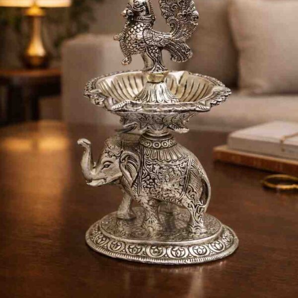 Luxury german silver diya stand by Spiritual Soul
