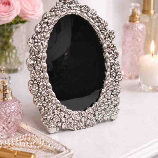 German Silver Floral Photo Frame for Home Décor