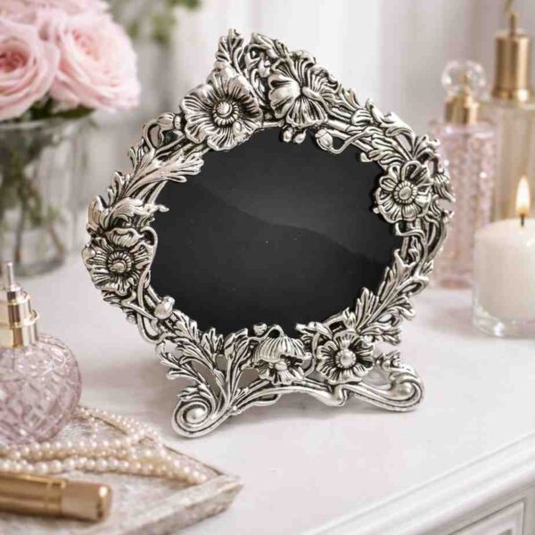 German Silver Floral Photo Frame for Home Décor and Premium Gifting