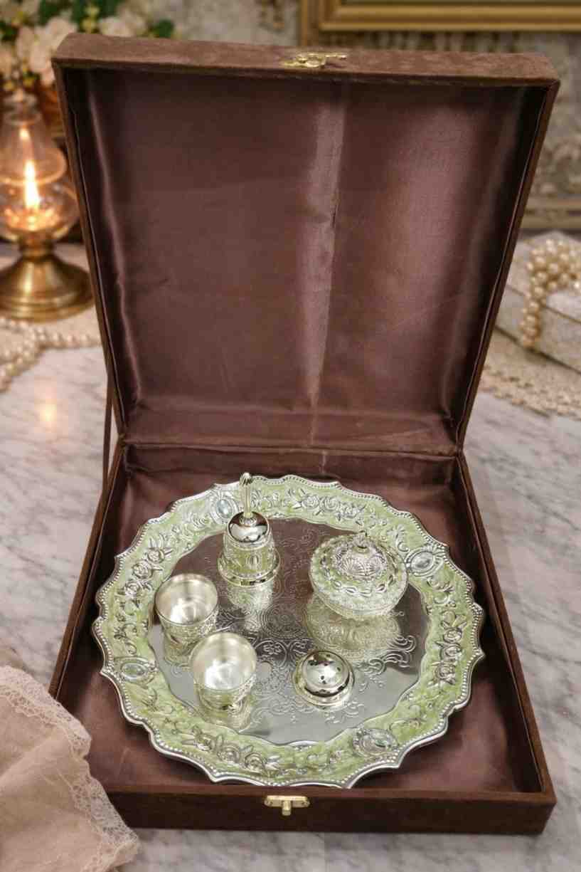 German Silver Pooja Thali Set with Premium Accessories