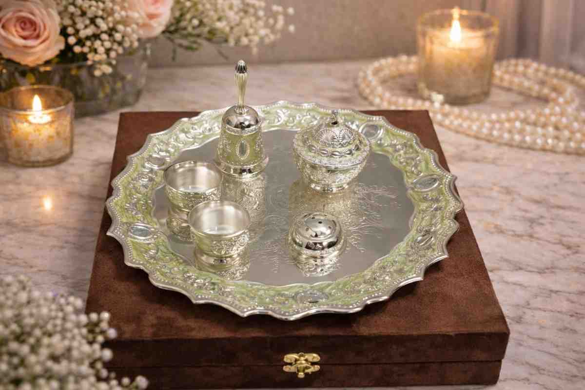 German Silver Pooja Thali Set with Premium Accessories