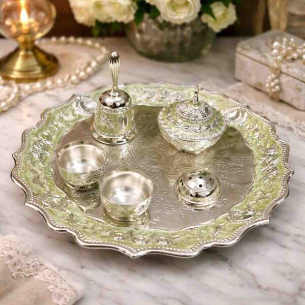 German Silver Pooja Thali Set with Premium Accessories