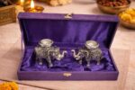German Silver Elephant Tealight Holder Set – Premium Wedding Gift and Home Decor Gift Item