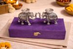German Silver Elephant Tealight Holder Set – Premium Wedding Gift and Home Decor Gift Item