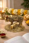 Golden Plated Kamdhenu Cow Idol – Premium Wedding Gift Item in Metal for Luxury Gifting