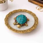 Gold Plated Metal Tortoise Plate with Gemstone Work