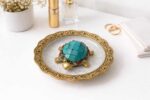 Gold Plated Metal Tortoise Plate with Gemstone Work