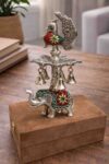 German Silver Peacock Diya with Elephant Base – Premium Wedding Gift Item in Velvet Box