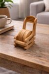 Wooden Coaster Set with Holder – Premium Wooden Table Coasters for Home and Gifting