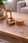 Wooden Coaster Set with Holder – Premium Wooden Table Coasters for Home and Gifting