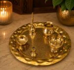 Handcrafted Brass Pooja Thali Set – Premium 10 Inch Brass Puja Thali for Home Temple & Rituals