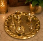 Handcrafted Brass Pooja Thali Set – Premium 10 Inch Brass Puja Thali for Home Temple & Rituals