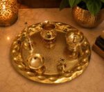 Handcrafted Brass Pooja Thali Set – Premium 10 Inch Brass Puja Thali for Home Temple & Rituals