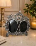 Luxury German Silver Double Photo Frame – Antique Designer Tabletop Picture Frame for Home Décor
