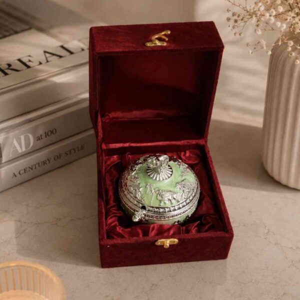 GermanSilverDryFruitBoxwithEnamelFinis