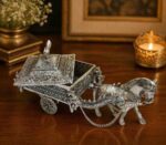 German Silver Horse Cart Dry Fruit Server – Decorative Serving & Storage Box for Home & Gifting