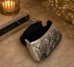 Handcrafted German Silver Floral Clutch Purse for Women | Luxury Vintage Sling Bag with Chain Strap for Wedding, Party & Festive Wear