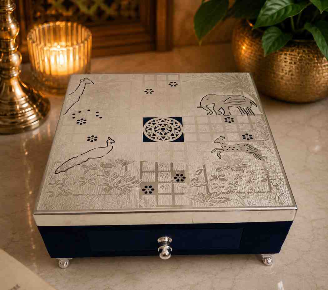 Luxury German Silver Ludo Set – Premium Handcrafted Designer Board Game with Storage Drawer