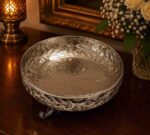 Luxury German Silver Elephant Stand Urli Bowl – 24 CM Decorative Floating Flower Bowl