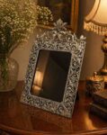 German Silver Antique Photo Frame – Floral Engraved Decorative Frame for Home & Gifting