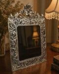 German Silver Antique Photo Frame – Floral Engraved Decorative Frame for Home & Gifting