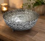 Elegant German Silver Elephant Stand Urli Bowl – 10 Inch Decorative Floating Flower Bowl