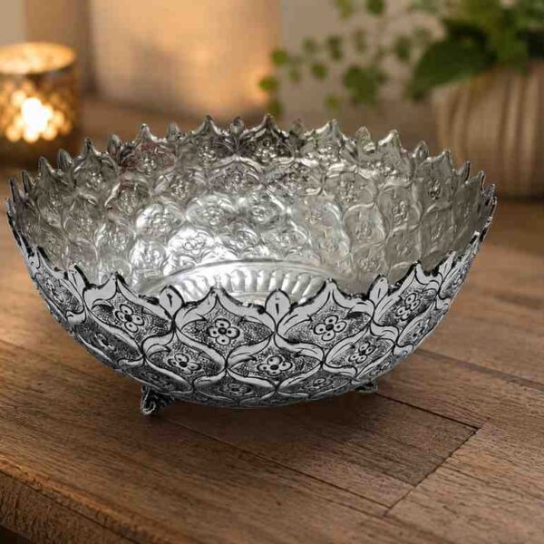 Luxury German Silver Elephant Stand Urli Bowl for festive décor