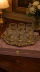 Luxury Glass Serving Set with Decorative Fibre Tray & Velvet Box – 6 Designer Glasses Gift Set