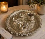 Luxury Pure German Silver Pooja Thali Set with Diya & Kalash – 13 Inch