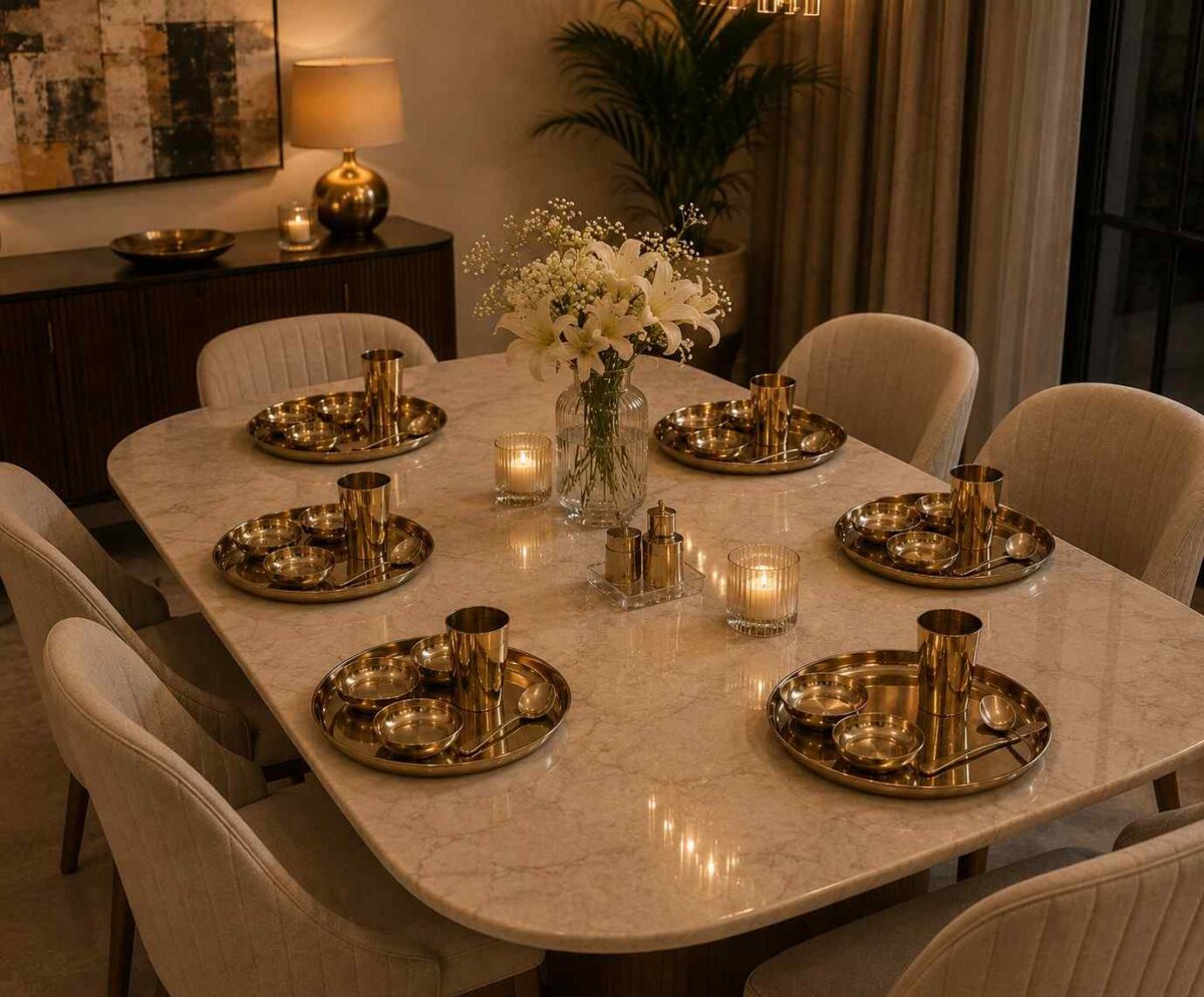 Premium Pure Kansa 6 Sets Dinner Combo – Bronze Family Dining Collection