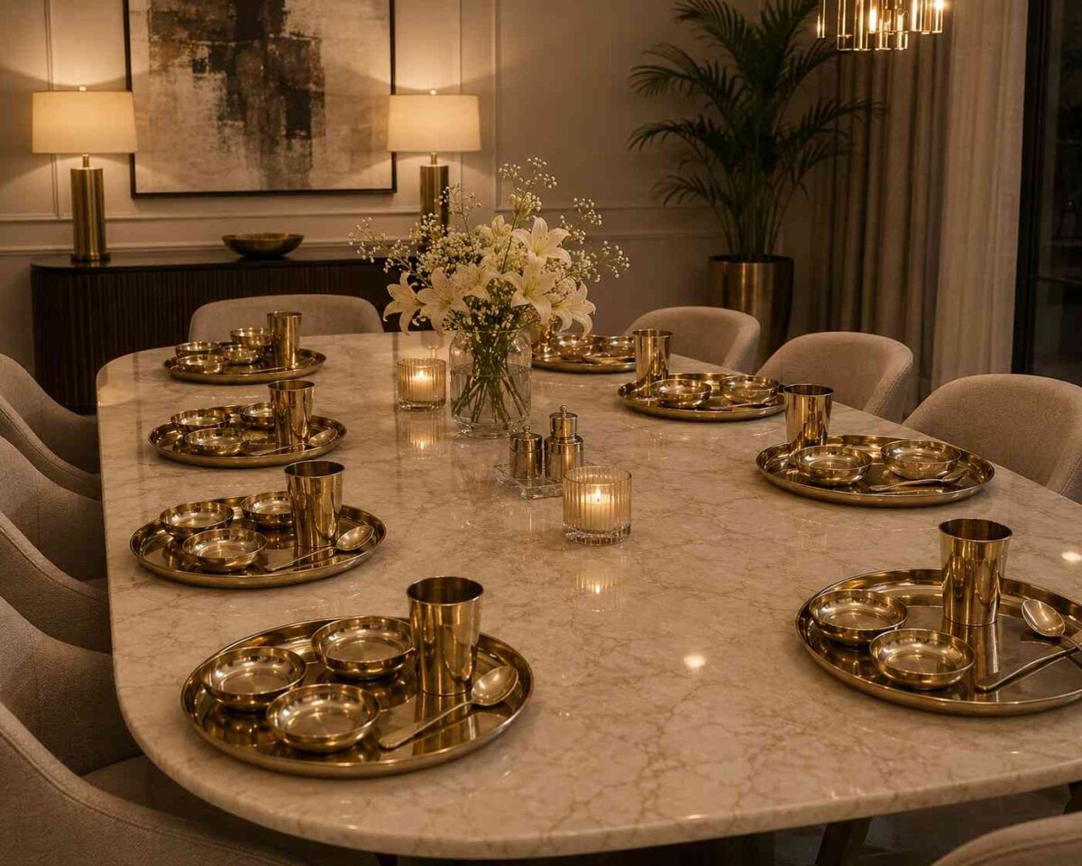 Luxury Pure Kansa 8 Sets Dinner Combo – Premium Bronze Family Dining Collection