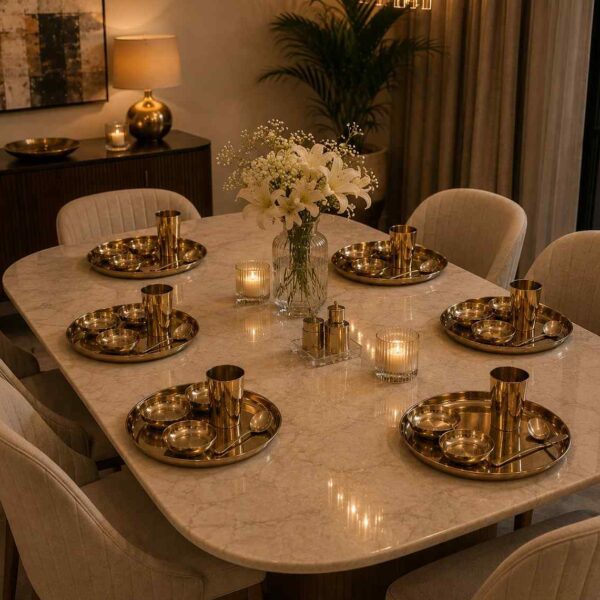 Premium Pure Kansa 6 Sets Dinner Combo – Bronze Family Dining Collection