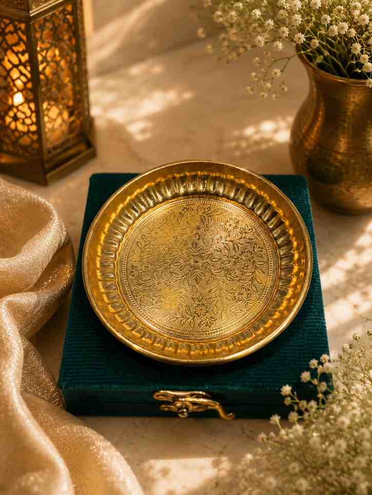 Pure Brass Vastu Tortoise Plate with Brass Bowl | Handcrafted 4 Inch Brass Turtle Decorative Plate for Home Décor & Pooja