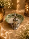 Luxury German Silver Peacock Decorative Platter with Hand-Painted Green Enamel | Premium Serving Tray