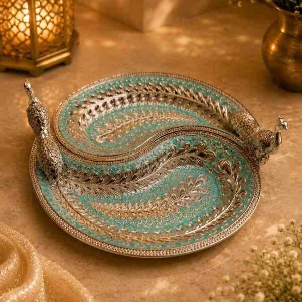 Luxury German Silver Peacock Platter